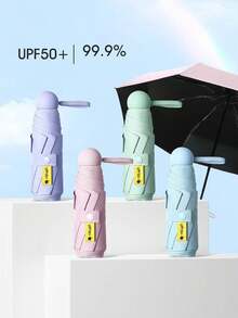 1 Stück kompakter Doppelnutzen-Regenschirm, tragbarer Mini-Sonnenschirm, UV-Schutz leichter Regenschirm