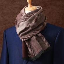 1pc 180*30cm Business Printed Scarf For Autumn/Winter Outdoor, Colorblock Pattern, Fashion Windproof Neck Warmer, Classic Men Business Gift Luxury Faux Cashmere Scarf, Christmas Gift Men AccessoriesMen Scarves