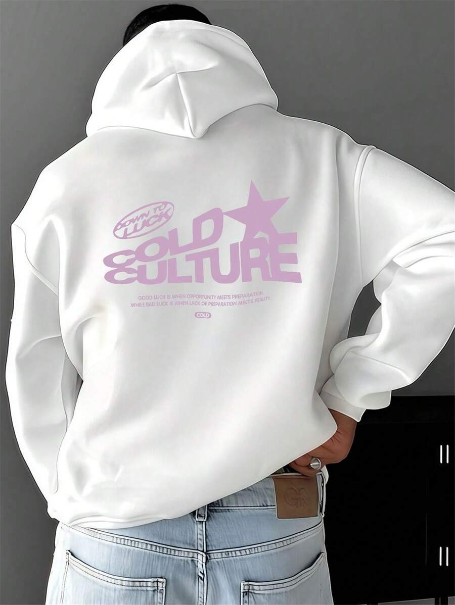 1 Piece Men's Hoodie: Cotton-Polyester Blend, Exquisite Print, Outdoor Suitable For Autumn & Winter Commutation - trắng - Xem 1