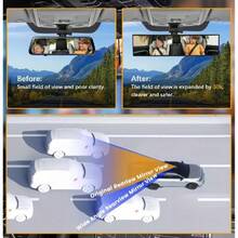 高清汽车后视镜，通用夹式全景后视镜，适用于轿车、SUV、卡车及其他车辆 - 黑色 - 查看 6