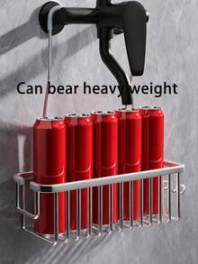 悬挂式淋浴架收纳架 - 无需钻孔淋浴收纳架，带挂钩，防锈防水铝合金浴室架 - 彩色 - 查看 4