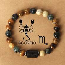 12 Zodiac Signs Natural Stone Beaded Tiger Eye & Picture Stone Bracelet - Bracelet - View 18