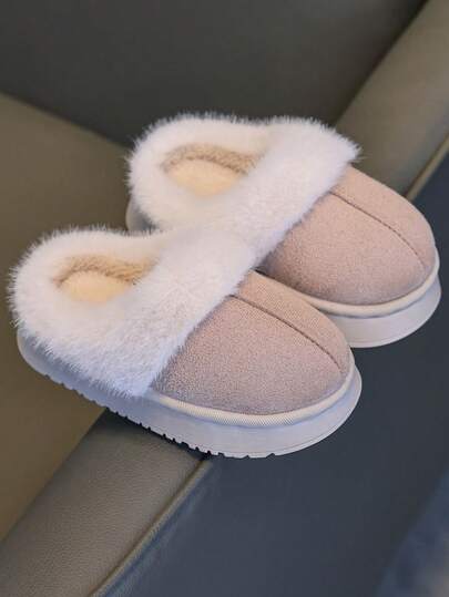 Pantuflas para niños, estilo minimalista de moda 2025, pequeño/mediano/grande para niños/niñas/niños pequeños, interior del hogar esponjoso, deslizante, suela suave, cómodo, cálido para otoño/invierno