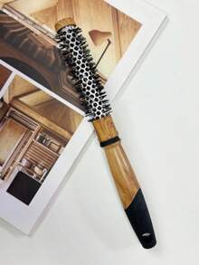 1PC Professional Round Comb Hair Brush Style, Detangling, Curling, And Blow Drying Comb For Smooth, Silky Hair, Easy To Use, Heat Resistant, Gentle On Hair, Ideal For Salon And Home Use, All Hair Types, Anti-Static, Birthday/Festive Gift, Wood Pattern Plastic Comb, 5 Sizes Boy Valentine Heart Valentine - Wood Pattern - View 9