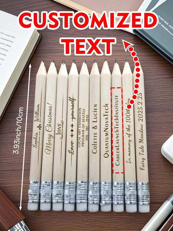 10/30/90pcs Customizable Wooden Pointed Short Pencils With Erasers, HB Pencils For Office, Meeting, Personalized With Name, Student Prize, Corporate Gift, Holiday Gift, Advertising, Travel Souvenir, Personal Gift, Note-Taking, Drawing, Suitable For Back To School, Teacher's Day Gift, Corporate, Mall, Office Promotion, Award Gifts