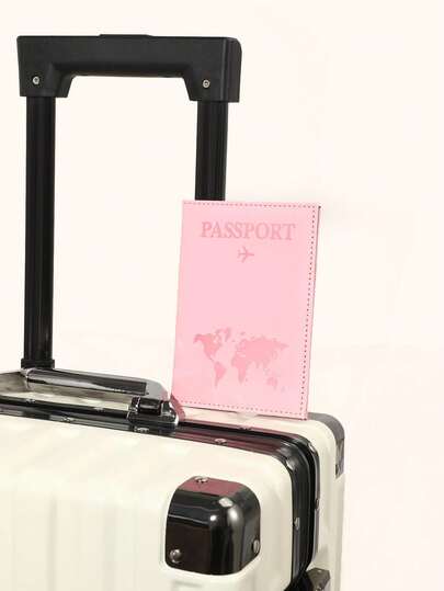 1/2pcs Matte PU Material Travel Passport Cover With World Map & Letter Print, Fixed Design Passport Holder, Passport Wallet, Passport Bag, Suitable For Holiday Travel, Flight, School, Unisex Travel Essential