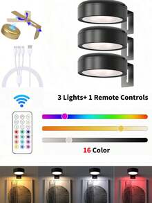 1/3/6 piezas Focos LED recargables por USB, luces de decoración para cuadros, lámparas de pared inalámbricas de metal con luces LED para cuadros, luces de hadas, lámparas de mesa, luces LED, luces nocturnas, lámparas de iluminación, luces de lectura, lámparas de pared regulables con toque, superficie pulida, adecuadas para decoración de pared, sala de estar, dormitorio, decoración navideña, también para galería, decoración de dormitorio, escalera, pasillo - Batería de polímero de litio de 1500mAh