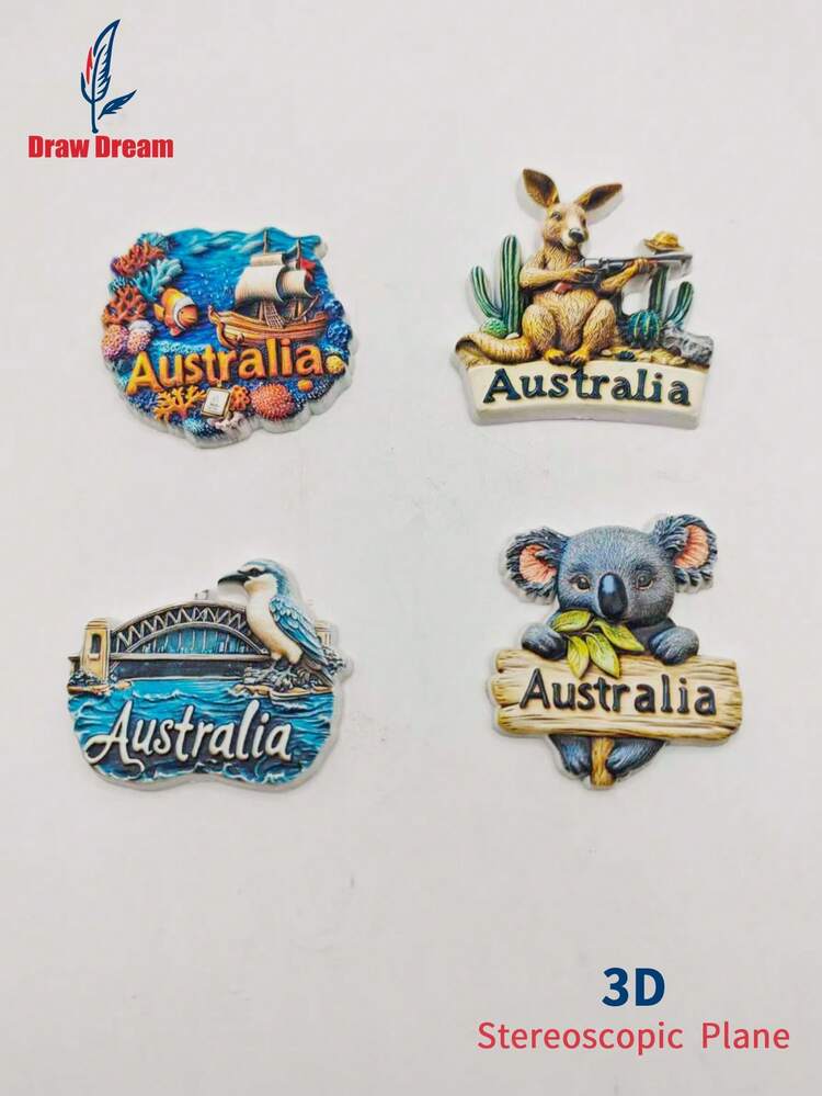 1pc 3D Fridge Magnet Souvenir From Australia - Embossed Magnetic Sticker, Travel Creative Gift, Home Decor Collection, Personalized Travel Memento Fridge Magnet Sticker, Home Decor, Kitchen, Room, Office, Cabinet Craft Gift, Holiday Favor, Exquisite Small Gift - Multicolor - View 10