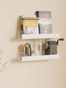 1/2pcs Acrylic Storage Rack, Transparent Storage Rack, Floating Wall Mounted Shelf, Display Cabinet, Book Storage Rack, Multi-Purpose Storage Display Rack For Bedroom Bathroom Living Room