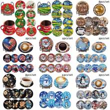 1 Set Of 8pcs 5D Diamond Painting Coaster Kit, Including Christmas Series, Cartoon, Landscape And Other Patterns To Choose From, To Exercise Hands-On Ability, Suitable For Beginners, Acrylic Diamond Covered Coaster, Dining Table Insulation Coaster, Comes With Tools, With Iron Bracket