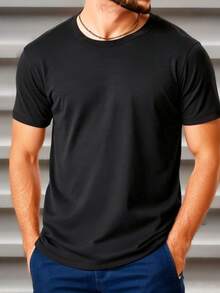 Street Life Camiseta de manga corta casual de verano para hombres con estampado de lema "Fried Snow" - Negro - Ver 2
