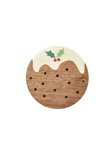 6 Pack Weihnachtspudding Holz Untersetzer, Holz Untersetzer für Zuhause, Büro, Café, Teeraum Dekoration, Tischdekoration, Restaurant Dekoration, Geschenk