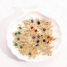 10pcs Mixed Shiny Colorful Heart, Crystal, Bow, Rabbit, Water Drop Elegant Alloy Pendants, Charms For Necklace, Earrings, DIY Jewelry Making - Gold - View 8