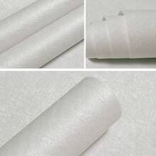 1 卷白色丝绸纹理自粘墙纸，接触纸乙烯基可移除加厚墙纸，适用于房间墙壁、厨房台面和橱柜 - 白色 - 查看 9
