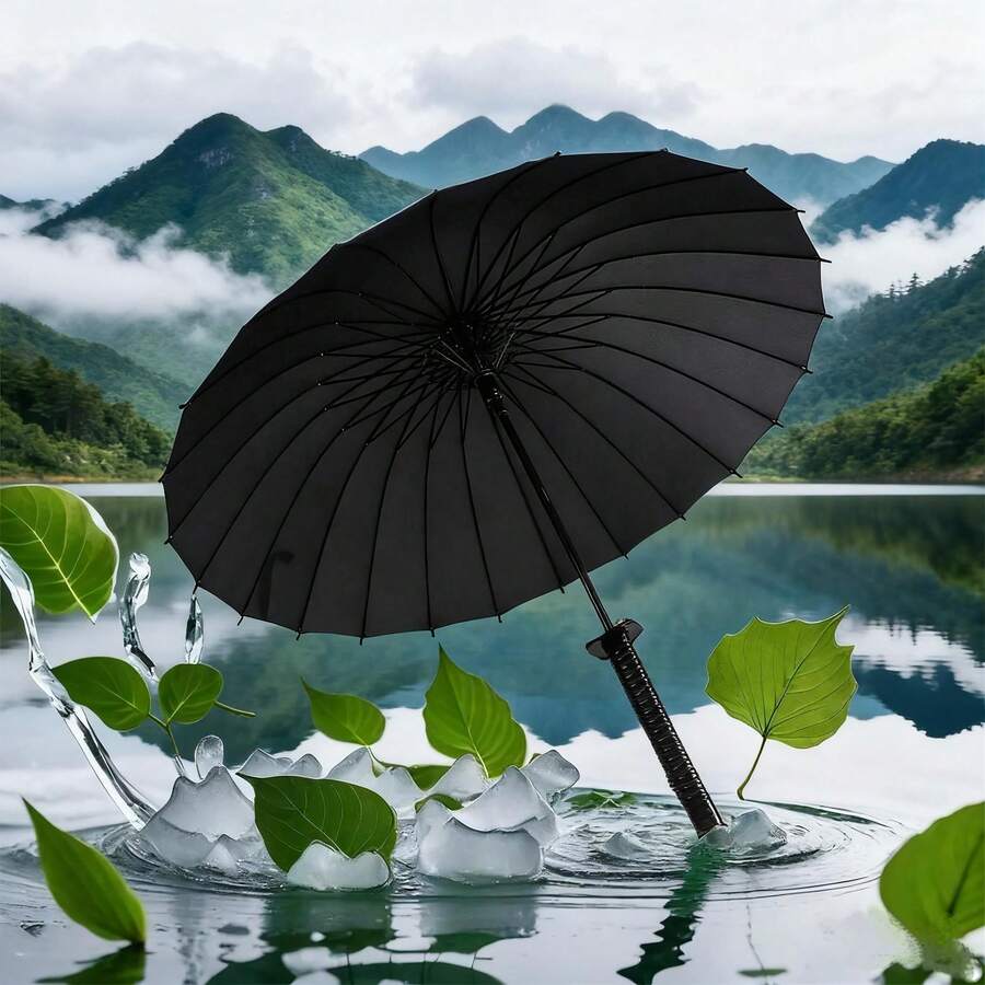Large Samurai Style Automatic Umbrella - Durable Steel Frame, UV Protection, Fashionable Retro Design For Men, Personalized And Practicality, Become A Street Knight In The Rain (Due To Different Batches, The Fabric Cover, Rib Color, English Letter Pattern Design, Button Shape And Rib Color Are Randomly Matched, We Apologize For Any Inconvenience Caused.), Spring Summer Picks, Brides Maid Gifts, Room, Bedroom Decor, Bedroom Decor, Beach, Travel, For Men, For Women, Vacation,Cute Stuff
