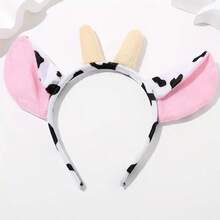 1pc Cartoon Cow Horn Headband, Plush Animal Headpiece, Cute Cow Ears Hair Hoop For Women ,Beauty ,Hair Band, Diadema ,Hairband For Women