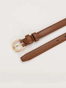 1/2/3pcs Semi-Oval Buckle Versatile Fashionable PU Leather Belt For Women - Multicolor - View 4