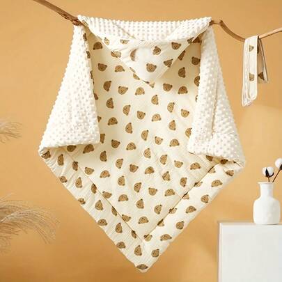 بطانية قطنية مبطنة للرضع، مناسبة لجميع الفصول