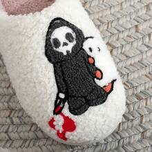 Cozy Plush Halloween Pumpkin Slippers, Non-Slip Fluffy Design - Murderer - View 6