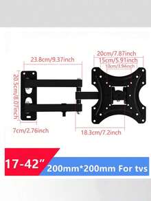 Supporto da parete universale per TV, supporto girevole per TV salvaspazio, snodo meccanico flessibile, adatto per TV e monitor piatti e curvi, incluse tutte le viti di montaggio