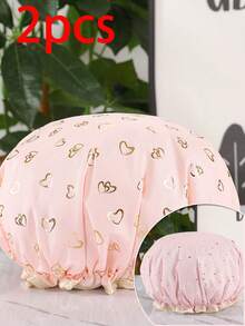 Waterproof Double-Layer Shower Cap Elastic Shower Hair Cap For Men, Women & Adult Kitchen Oil-Proof Face Mask Cap (For Shower Use To Prevent Hair Wetness, Not Suitable For Sleeping) Sleep Bonnet,Summer,Beach,Hat - 2pcs (various Styles) - View 20