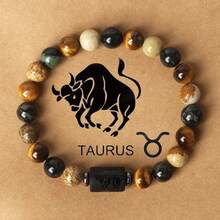 12 Zodiac Signs Natural Stone Beaded Tiger Eye & Picture Stone Bracelet - Bracelet - View 17