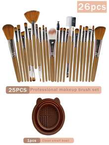 41件套奢华化妆刷套装，含便携化妆包、专业化妆刷和海绵，轻松打造精致妆容。套装包含：25支化妆刷、3个化妆海绵、3个迷你化妆海绵、3个三角粉扑、3个迷你气垫粉扑、1个发箍、2个刷架和1个刷子清洁工具。化妆刷套装，混合化妆工具，包含散粉刷、腮红刷、高光刷、眼影刷等，刷具齐全，化妆刷套装，完整化妆工具包。 - 咖啡棕 - 查看 19
