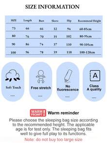 婴儿幼儿宝宝法兰绒分腿睡袋，四季皆宜，蓬松柔软，可爱小熊印花长袖连体睡袋，0-3岁 - 小熊 - 查看 4