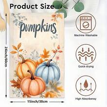 2pcs/100pcs Thanksgiving Autumn Maple Leaf And Pumpkin Print Pattern Kitchen Towel Set, Suitable For Restaurant, Kitchen, Bathroom Interior Decoration, Party Decoration, Holiday Gift, Can Be Given As A Thanksgiving Gift - Multicolor - View 7