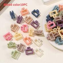 10pcs Random Mixed Color Cute Beaded Hair Clips, Morandi Square Pearl Small Clips, Elegant Matte Finish Hair Clips For Bangs, Everyday Casual Wear Fall Hair Accessories Elegant Claw Clips Winter Hair Claws Fashion Hair Clutch - Multicolor - View 8