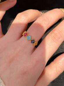 1 Stück Dopamin Monet Garten Regenbogen Ring, delikates Luxus Nischendesign, süß & vielseitig