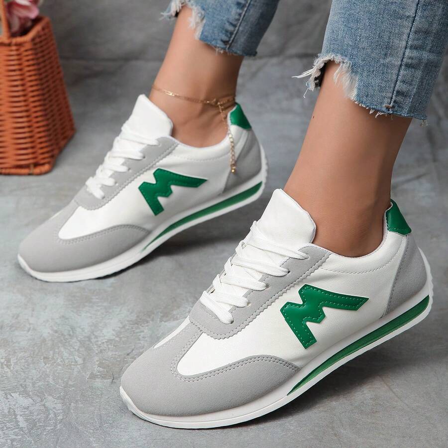 New Style Of Small White Shoes, Fashionable And Versatile For Female Students, Thick-Soled Height-Increasing Sports Shoes, Casual Shoes, Large Size - màu xanh lá - Xem 1