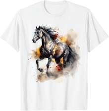 Horse Lover Artwork Animal Motif Horse T-Shirt.Jpg