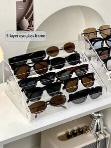 1pc 3-7 Tier Multifunctional Eyeglass Display Rack, Sunglasses Storage Box, Transparent Eyewear Holder, Sunglasses Display Stand, Eyeglass Display Rack, Sunglasses Storage Box, Pink Eyeglass Rack, Transparent Blue Light Blocking Eyeglass Display Stand, Men's Sunglasses Display Prop - Transparent - View 2