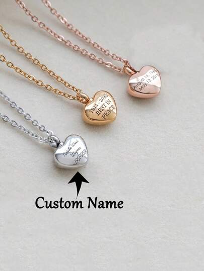 1pc Custom Engraved Urn Charm Necklace For Human Ashes Heart Urn Pendant Personalized Cremation Memorial Jewelry Urn For Dog Ashes Pet Loss Gift Christmas Gifts