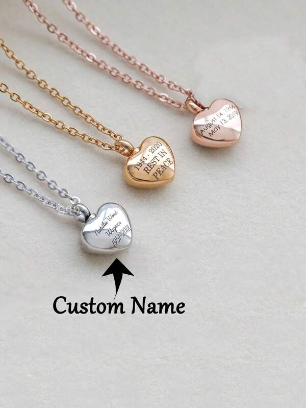 1pc Custom Engraved Urn Charm Necklace For Human Ashes Heart Urn Pendant Personalized Cremation Memorial Jewelry Urn For Dog Ashes Pet Loss Gift Christmas Gifts