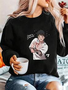Casual Women S T Shirt KPOP SEVEN 7 JUNG KOOK Female Short Sleeve Summer Harajuku Fashion Couple Kaw Pullover - 黑色 - 查看 2
