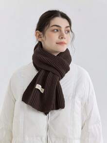 1 szt. Jednokolorowy szalik, elegancki i wszechstronny na jesień/zimę, przyjazny dla skóry, teksturowany w paski, odpowiedni na wyjścia, randki, do noszenia na co dzień lub do pracy