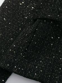 Women's Long Sleeve Metal Button Elegant Belted Tweed Jacket Coat