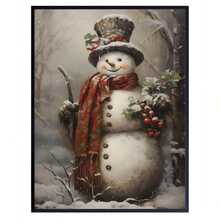 1 pieza Póster de lienzo, Póster de arte vintage navideño, Pintura de muñeco de nieve navideño Xmas Cottagecore Decoración de pared, Arte de pared para sala de estar, Decoración de pared para dormitorio, Decoración del hogar Decoración de habitación sin marco