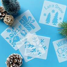 24 Pcs Small Christmas Stencils 3x3 Inch For Painting On Wood Slice,DIY Christmas Ornaments