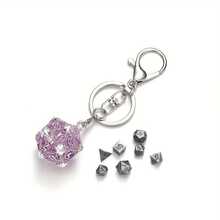 7pcs D20 Metal Dice Set With Hollow Box - Portable Fashionable Keychain Mini Dice, Available In Blue, Red, Purple, Suitable For Role-Playing Games, Ideal For Birthday And Christmas Gifts, Also As RPG Accessories - Multicolor - View 11