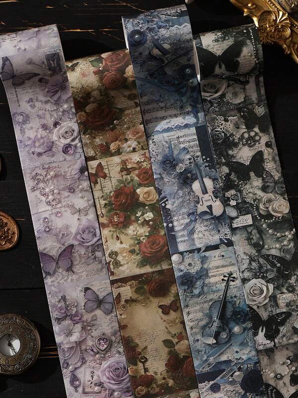 1 Roll Vintage Palace Theme Decorative Washi Tape, Suitable For Scrapbooking, Phone Cases, Diaries, Frames, Envelopes, Crafts And Other DIY Collage Decoration - Interesting And User-Friendly Layering Material