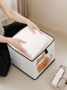 1 pieza Caja de almacenamiento abierta con estampado de gato de dibujos animados, organizador apilable, diseño resistente y de múltiples usos que ahorra espacio para el hogar, dormitorio, organización del hogar, almacenamiento debajo de la cama