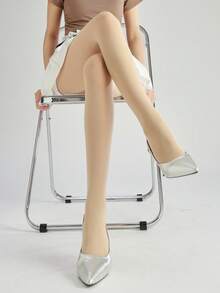 1件装女士加厚无裆连裤袜，不透明，舒适保暖 - 杏色 - 查看 4