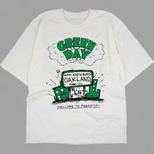 Streetwear T-Shirt Rock Band Dias Verde Green Days Emo Gothic Fans Street Fashion Urban Culture Unisex Male Female 100% Cotton Top Premium Streetwear Launch Immediate Shipping Various Colors!! Plus Size - 白色建築 - 查看 1