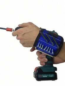 1PC Magnetic Bracelet With Strong Magnet To Hold Screws, Nails, Drill Bits, Small Tools, Etc. - Unique Gift For Men And Women. - Black - View 2