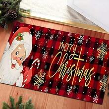 Felpudo con tema navideño, de poliéster, alfombra decorativa para el piso adecuada para la entrada del hogar, sala de estar, dormitorio y cocina