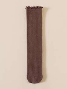 1双/3双儿童秋冬针织条纹过膝袜，女童过膝袜 - 彩色 - 查看 14