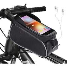 Bolsa de Viga Delantera para Bicicletas, Bolsa para Teléfono de Bicicleta con Cuadro Frontal, Soporte Impermeable para Teléfono de Bicicleta, Bolsa Impermeable para El Marco de La Bicicleta - 1 - Ver 2